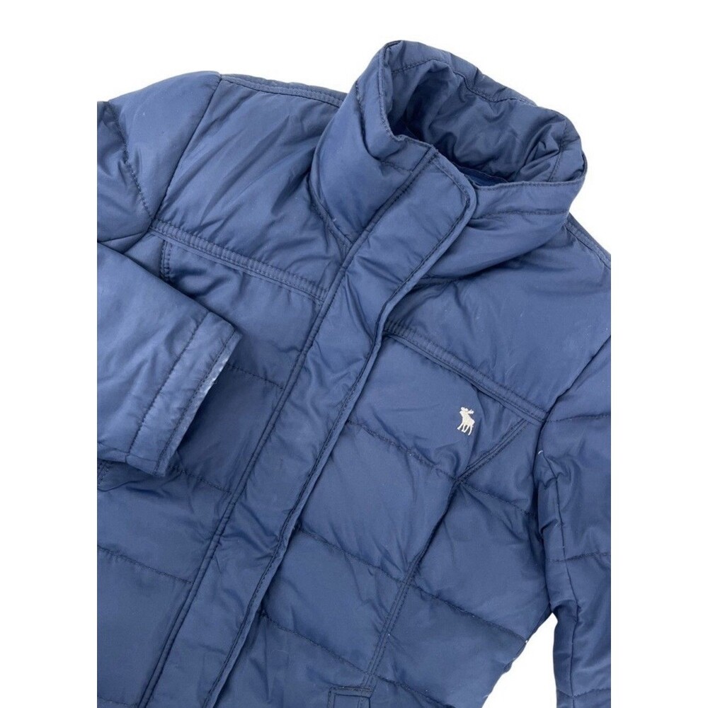 Abercrombie & Fitch Y2K Navy Blue Quilted Full Zip Moose Puffer Jacket Medium